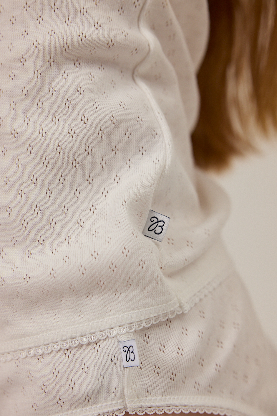 Singlet Charlotte - White & Grey Ajour